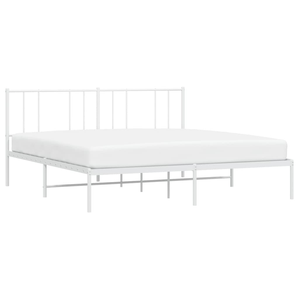 vidaXL Metal Bed Frame without Mattress with Headboard White 72"x83.9"