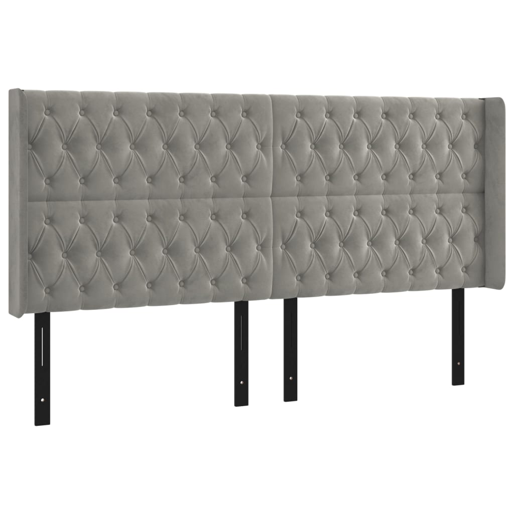 vidaXL LED Headboard Light Gray 64.2"x6.3"x46.5"/50.4" Velvet