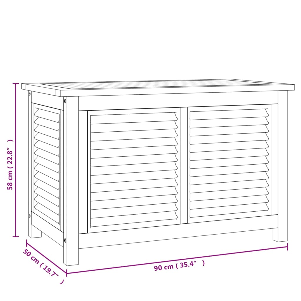 vidaXL Patio Storage Box with Bag 35.4"x19.7"x22.8" Solid Wood Teak