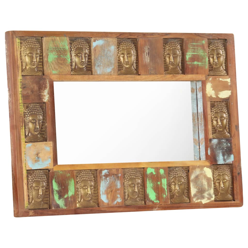 vidaXL Mirror with Buddha Cladding 31.5"x19.7" Solid Reclaimed Wood