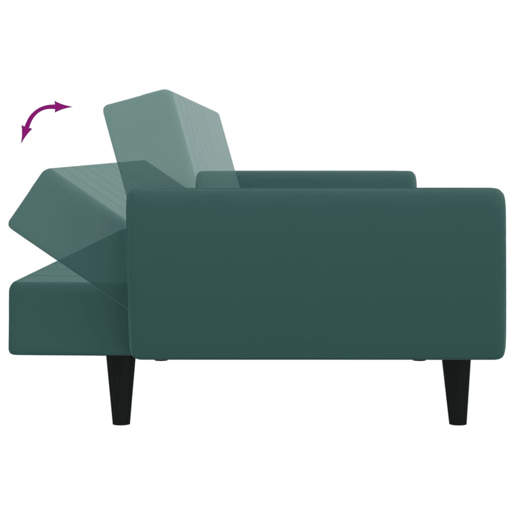 vidaXL 2-Seater Sofa Bed with Footstool Dark Green Velvet