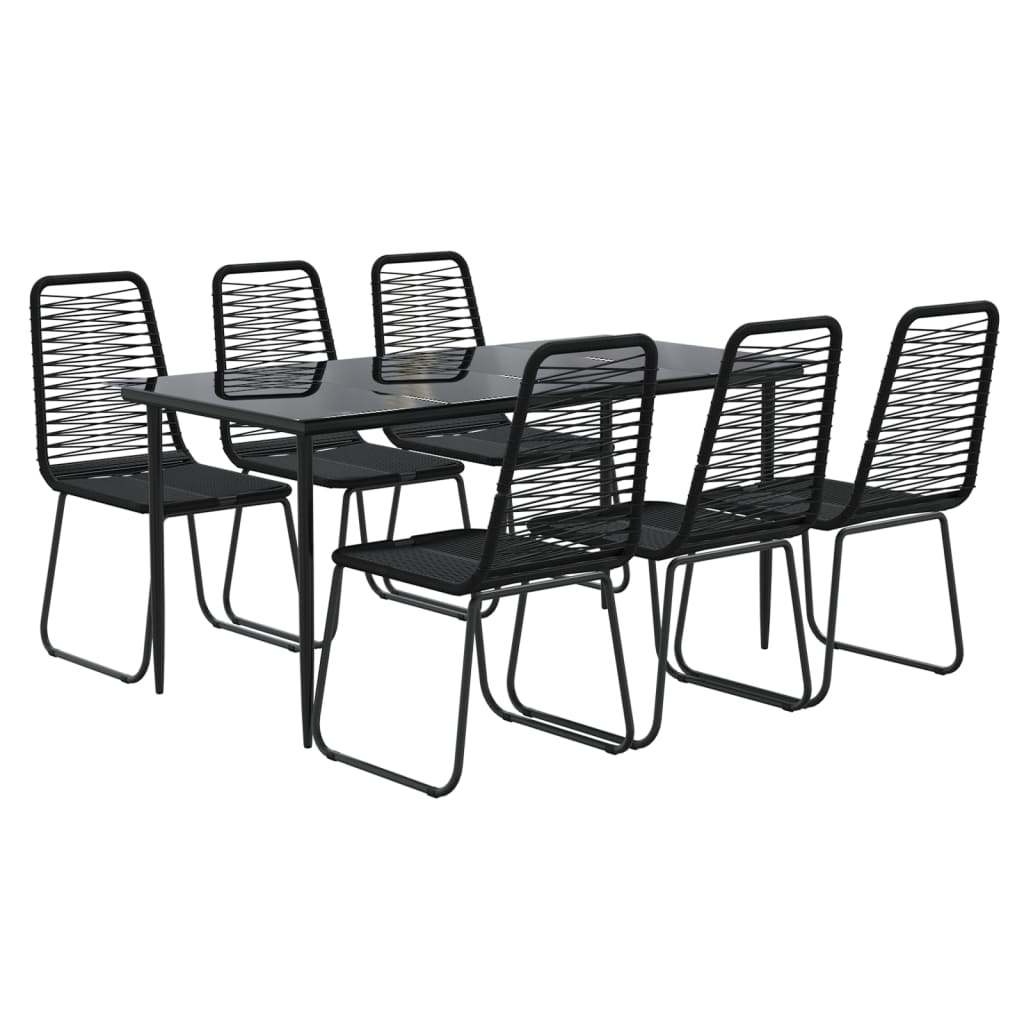 vidaXL 7 Piece Patio Dining Set Black