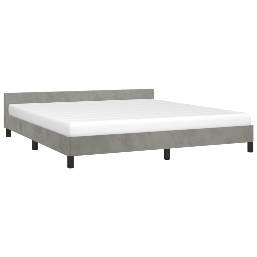 vidaXL Bed Frame with Headboard Light Gray 76"x79.9" King Velvet