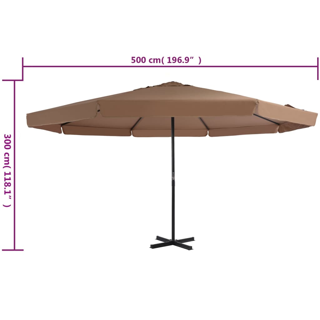 vidaXL Garden Parasol with Aluminum Pole 196.9" Taupe