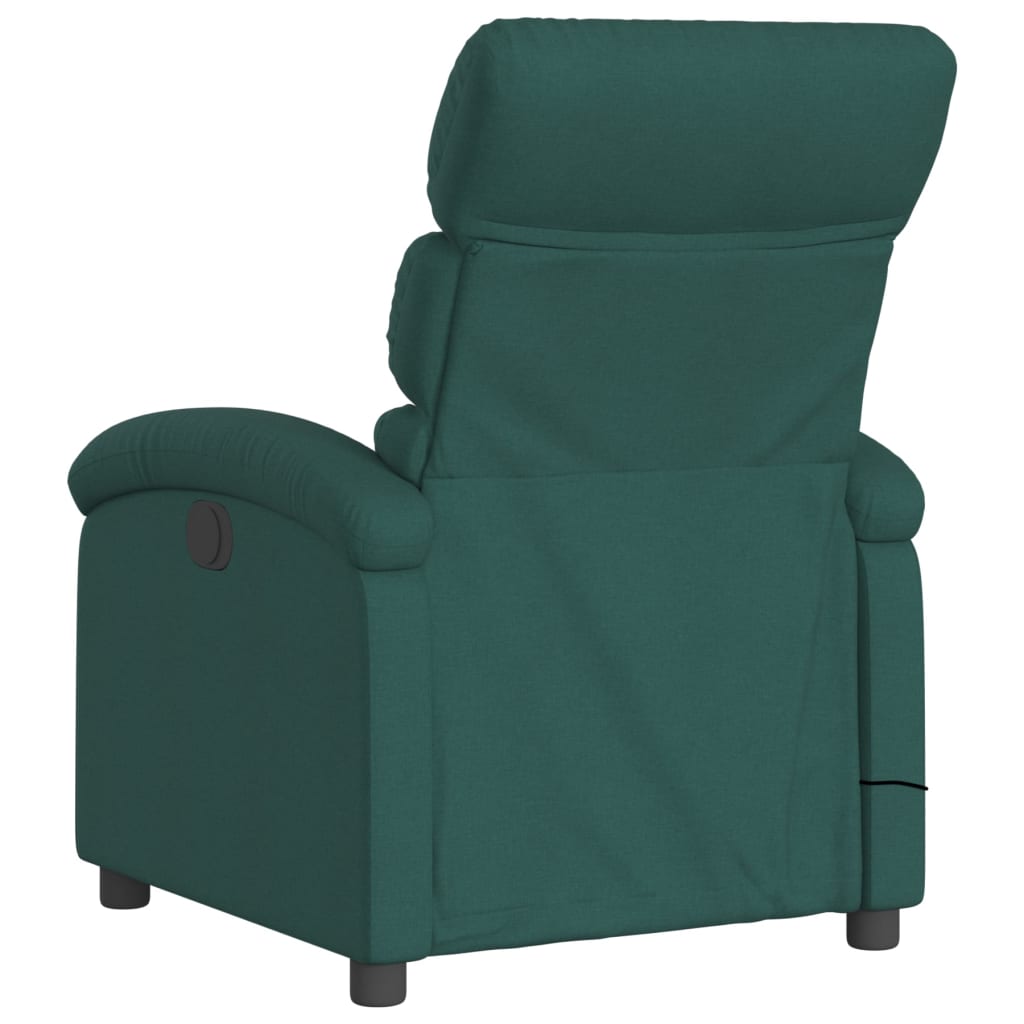 vidaXL Electric Massage Recliner Chair Dark Green Fabric