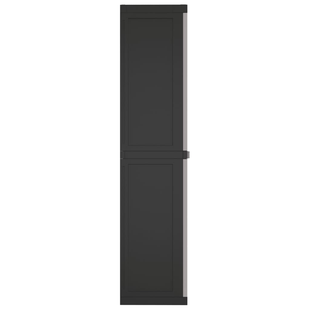 vidaXL Outdoor Storage Cabinet Gray and Black 25.6"x14.6"x65" PP