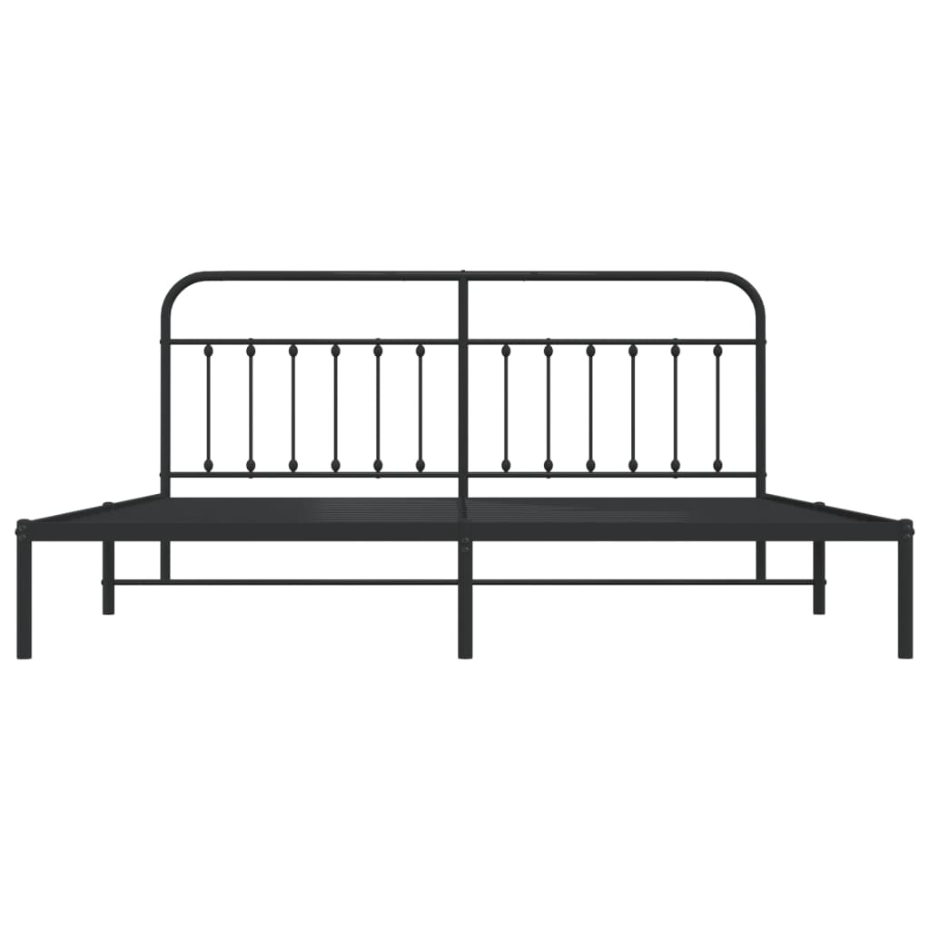 vidaXL Metal Bed Frame with Headboard Black 76"x79.9" King