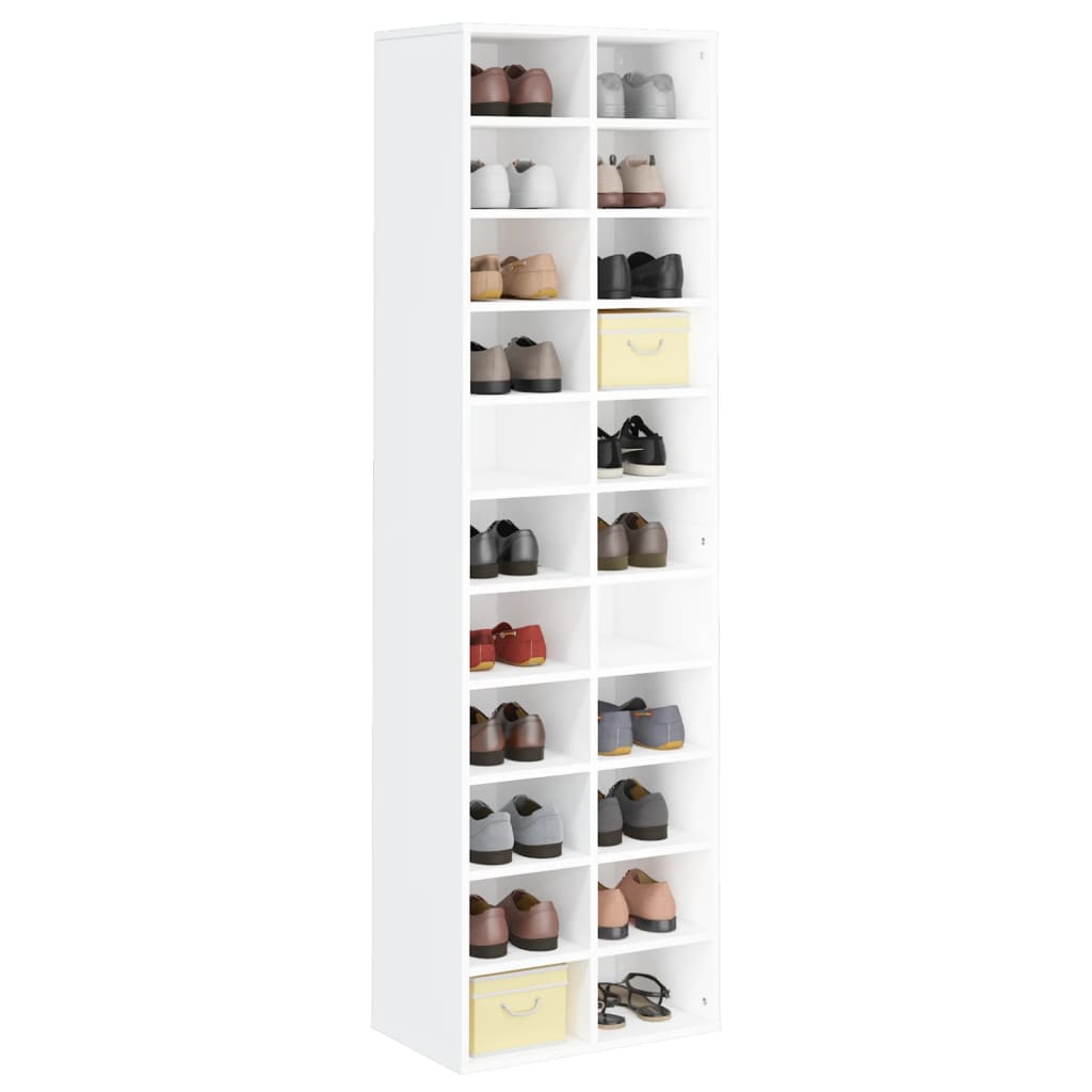 vidaXL Shoe Rack with Metal Legs White 37.4x13.8x34.3 Solid Wood OSLO  350999 – Garage Cabinets Online