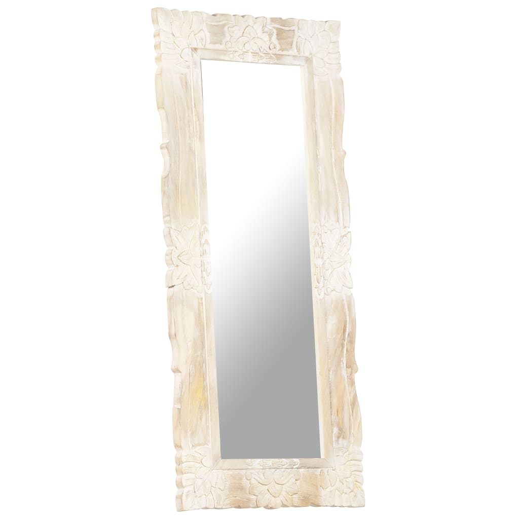 vidaXL Mirror White 43.3"x19.7" Solid Mango Wood