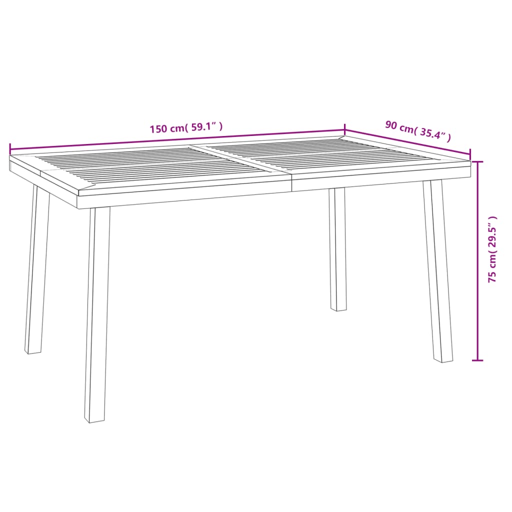 vidaXL 5 Piece Patio Dining Set Solid Wood Acacia and Metal