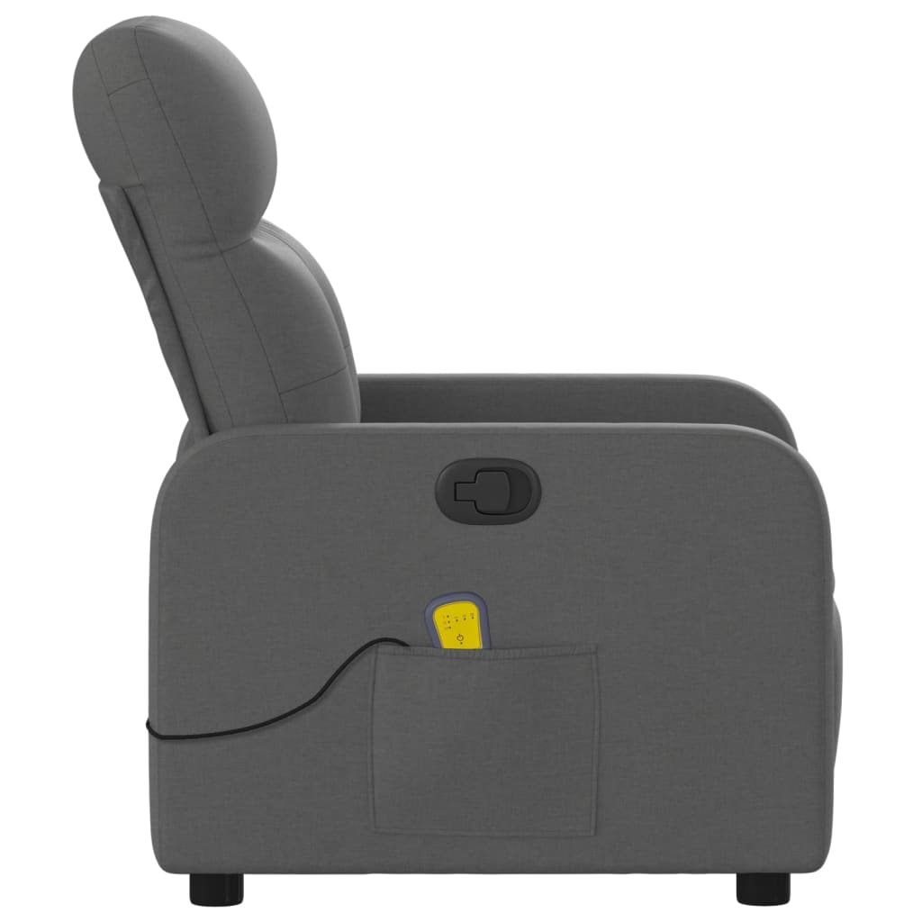 vidaXL Massage Recliner Chair Dark Gray Fabric