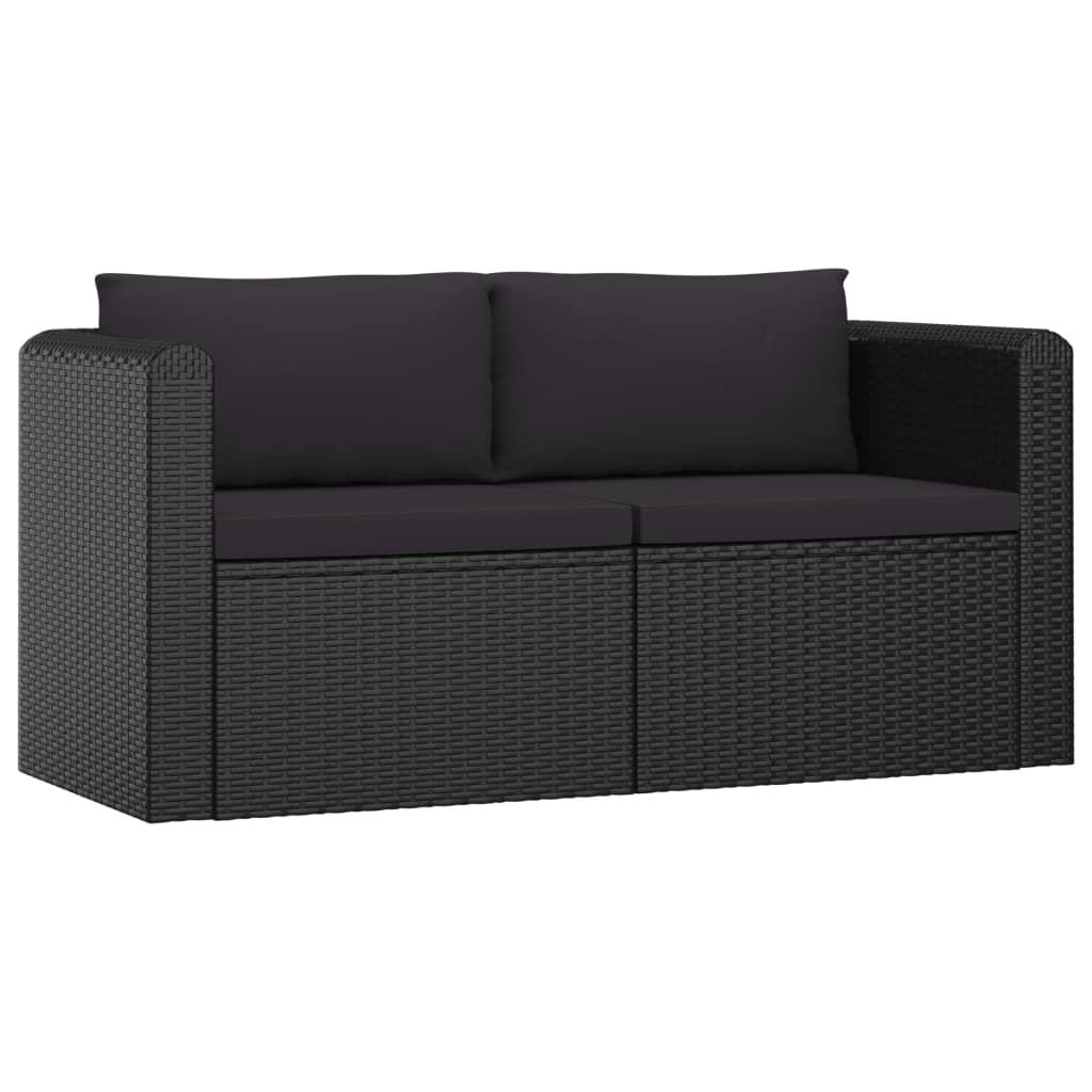 vidaXL 7 Piece Patio Lounge Set with Cushions Poly Rattan Black