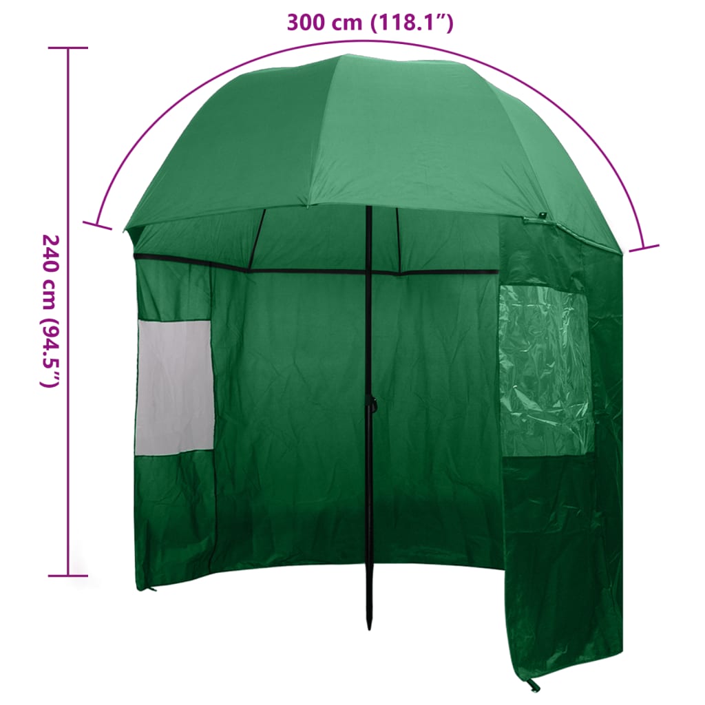 vidaXL Fishing Umbrella Green 118"x94"