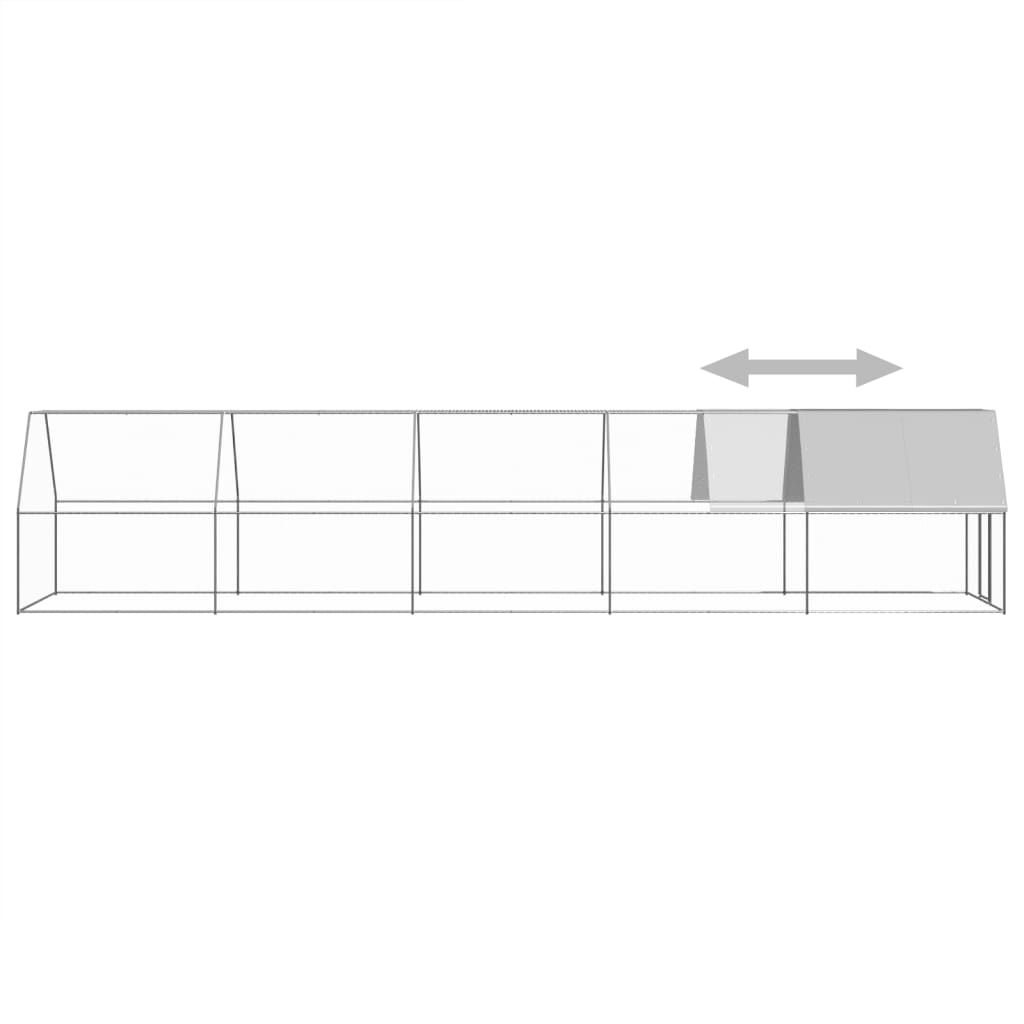 vidaXL Outdoor Chicken Cage 6.6'x32.8'x6.6' Galvanized Steel