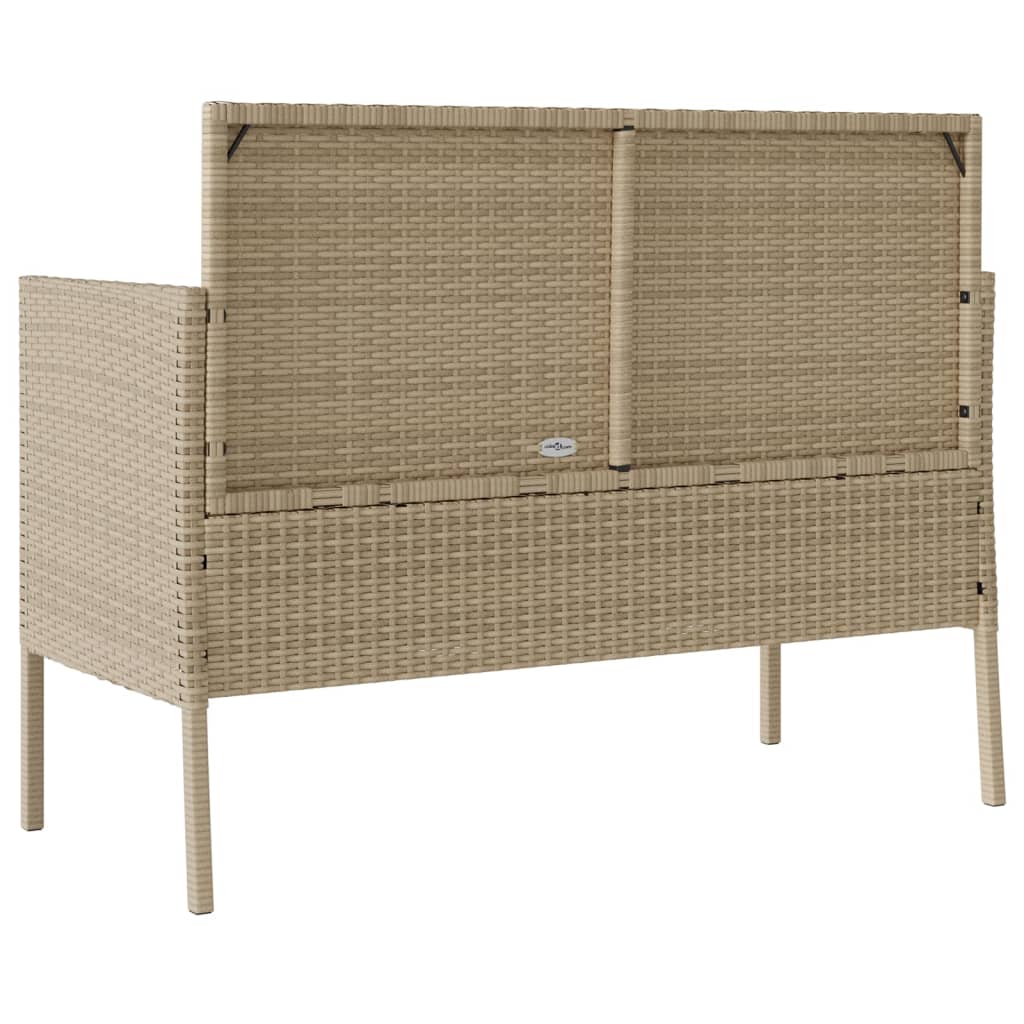 vidaXL Patio Bench with Cushions Beige Poly Rattan