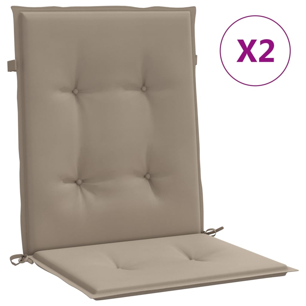 vidaXL Garden Lowback Chair Cushions 2 pcs Taupe 39.4"x19.7"x1.2" Oxford Fabric
