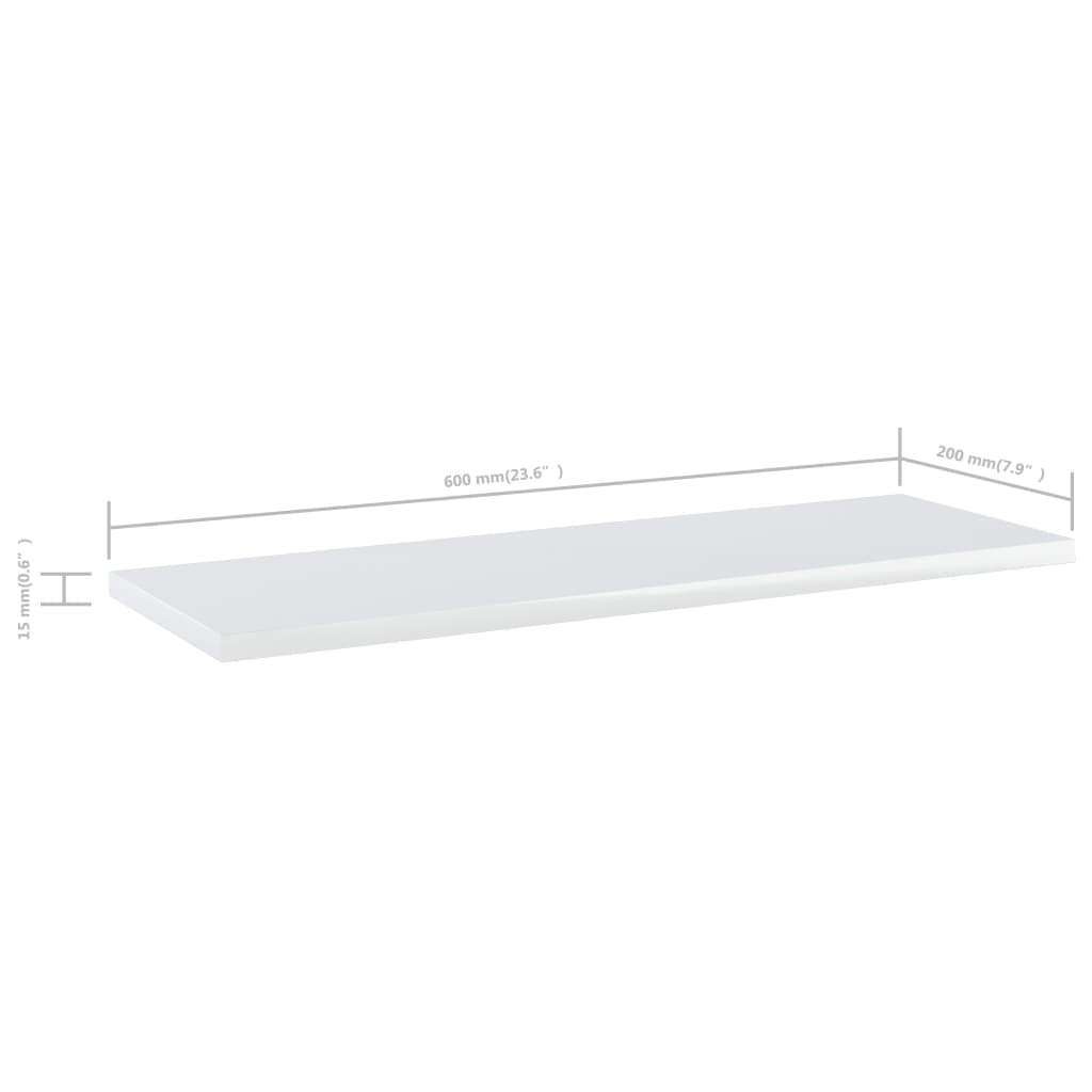 vidaXL Bookshelf Boards 8 pcs High Gloss White 23.6"x7.9"x0.6" Engineered Wood