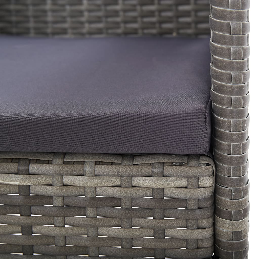 vidaXL Patio Chairs with Dark Gray Cushions 4 pcs Gray Poly Rattan