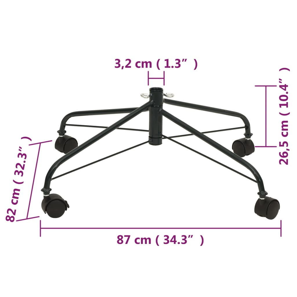 vidaXL Christmas Tree Stand with Wheels 3x3x1 ft