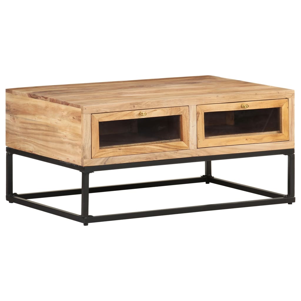 vidaXL Coffee Table 35.4"x23.6"x15.7" Solid Acacia Wood