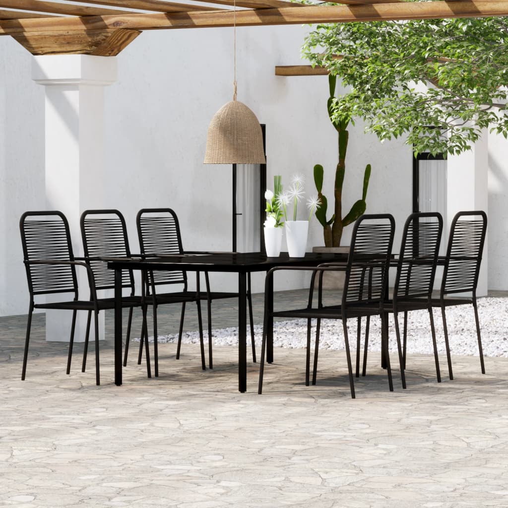 vidaXL 7 Piece Patio Dining Set Black