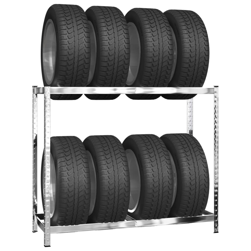 vidaXL 2-Layer Tire Racks 3 pcs Silver 43.3"x15.7"x43.3" Steel