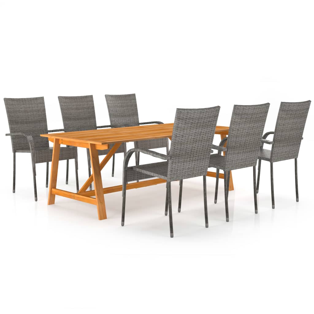 vidaXL 7 Piece Patio Dining Set Gray