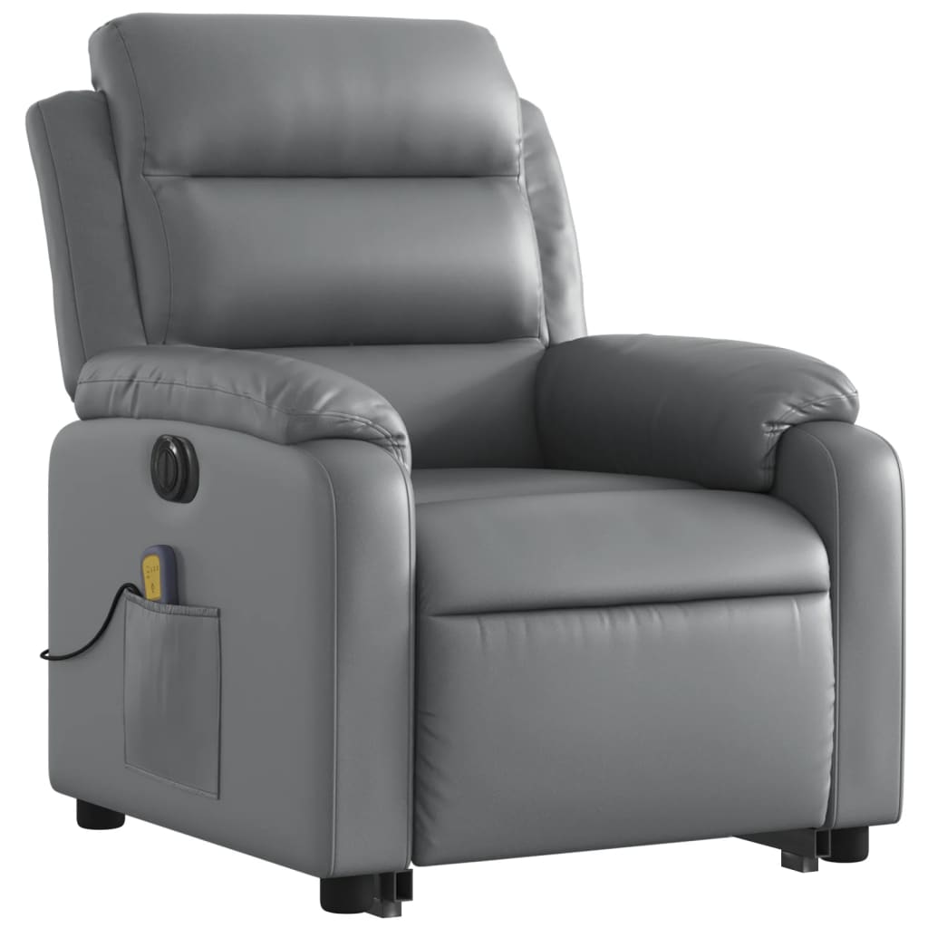 vidaXL Electric Stand up Massage Recliner Chair Gray Faux Leather