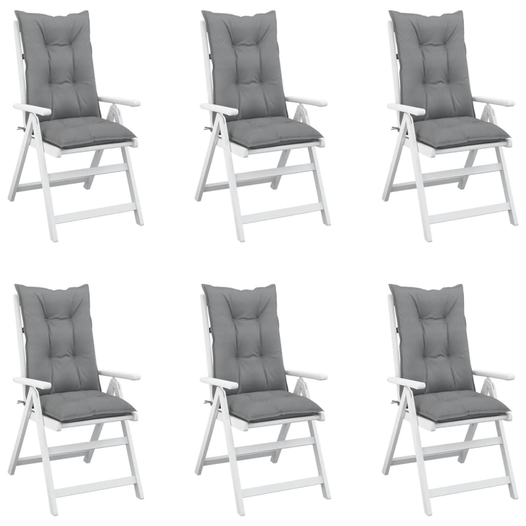 vidaXL Garden Highback Chair Cushions 6 pcs Gray 47.2"x19.7"x2.8" Fabric