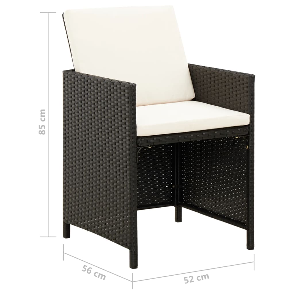 vidaXL 4 Piece Patio Chair and Stool Set Poly Rattan Black