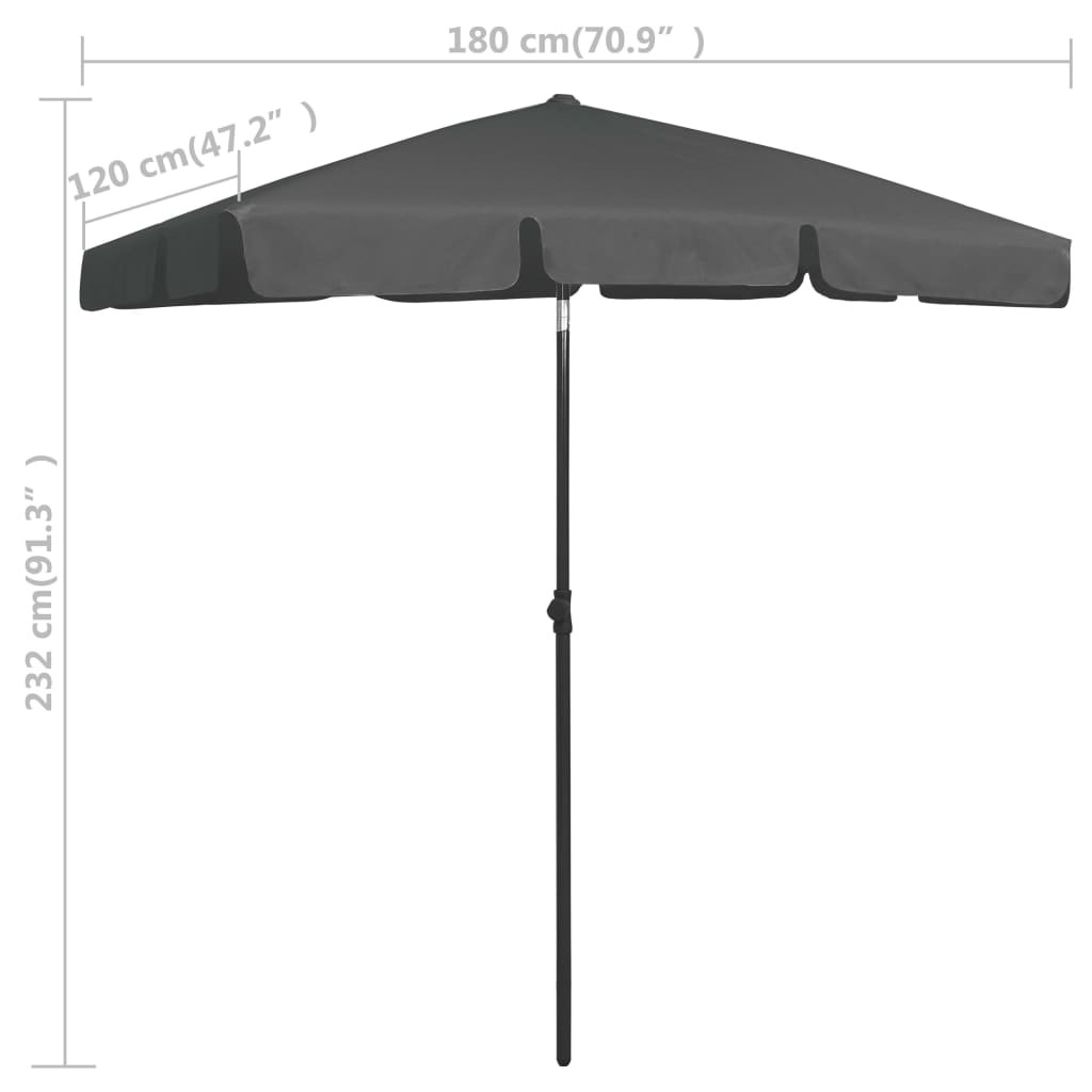 vidaXL Beach Umbrella Anthracite 70.9"x47.2"