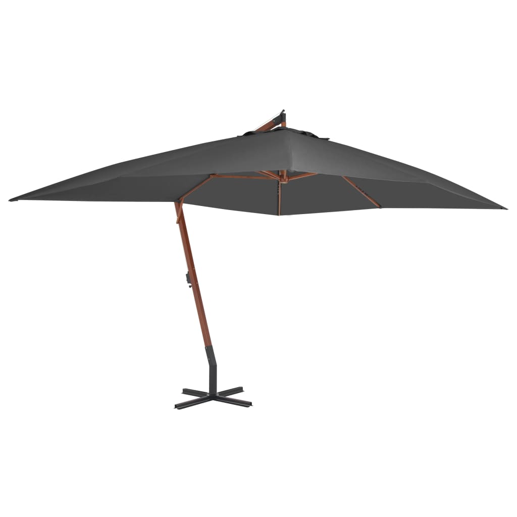 vidaXL Cantilever Garden Parasol with Wooden Pole 157.5"x118.1" Anthracite