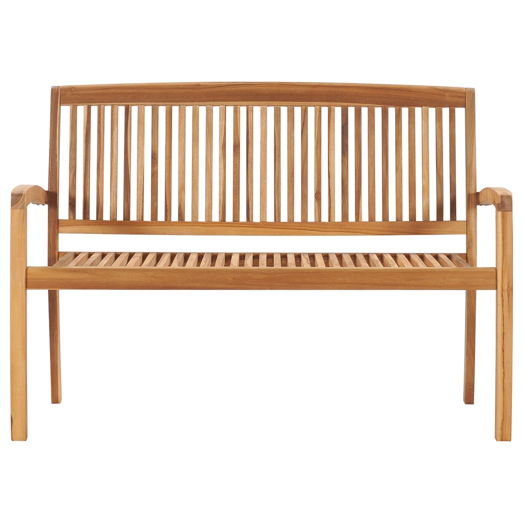 vidaXL Stacking Patio Bench with Cushion 50.6" Solid Teak Wood