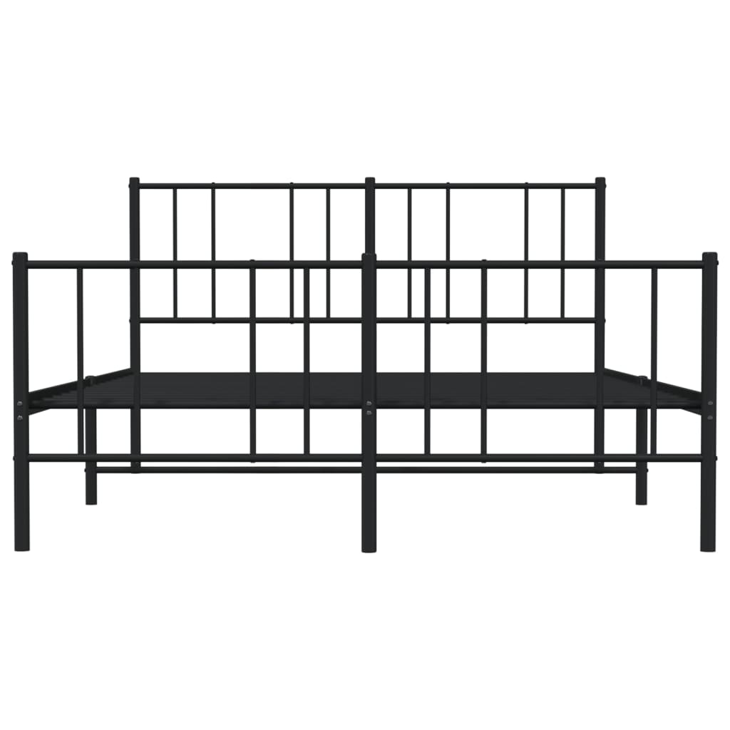 vidaXL Metal Bed Frame without Mattress with Footboard Black 53.1"x74.8"