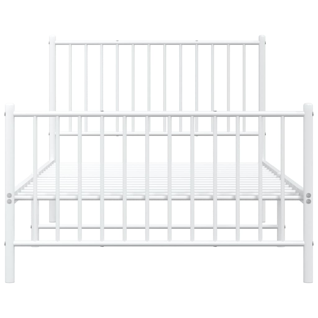 vidaXL Metal Bed Frame without Mattress with Footboard White 39.4"x74.8"