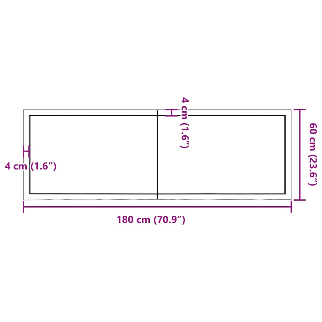 vidaXL Table Top Light Brown 70.9"x23.6"x(0.8"-2.4") Treated Solid Wood Oak