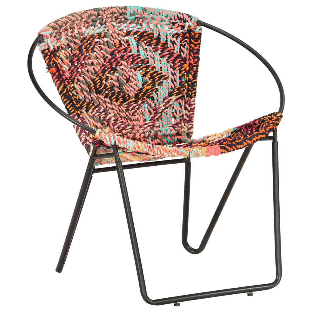 vidaXL Circle Chair Multicolors Chindi Fabric