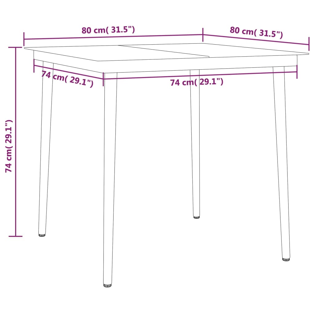 vidaXL 3 Piece Patio Dining Set Black