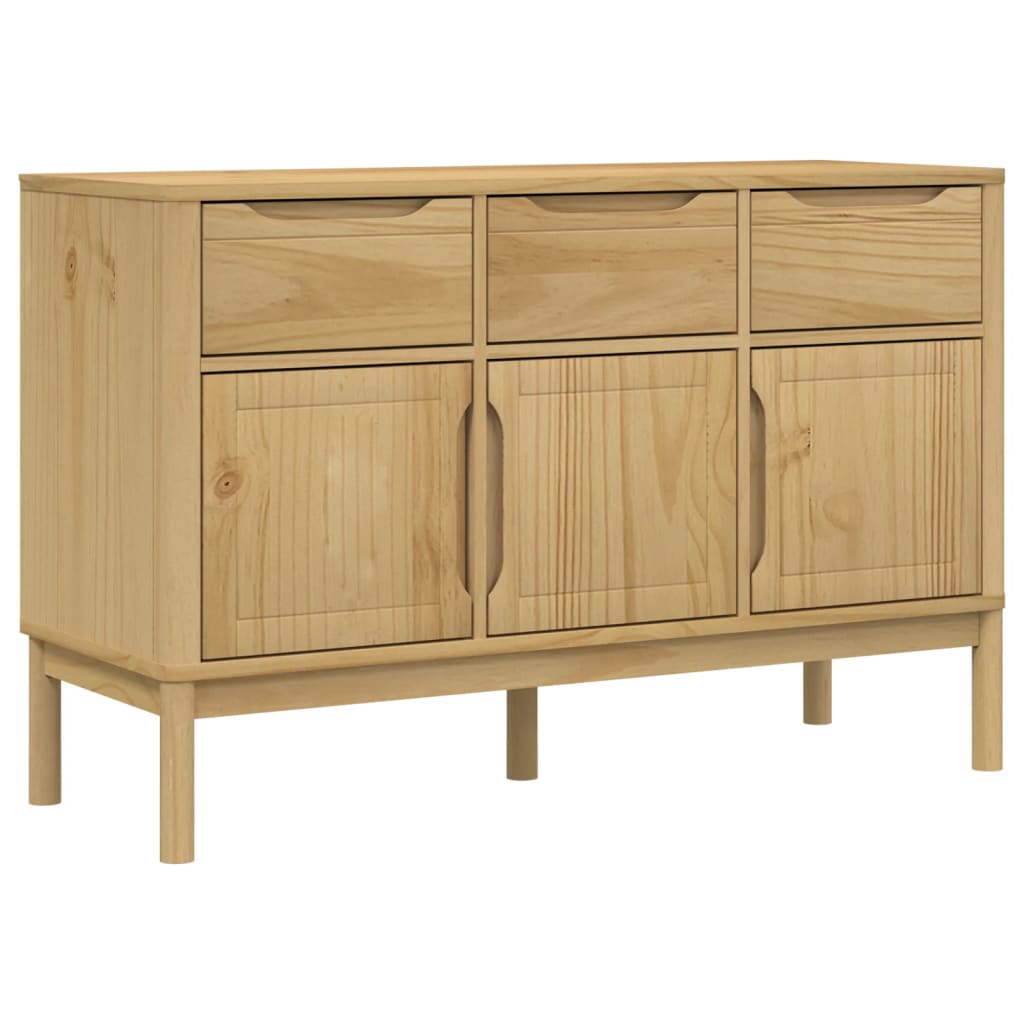 vidaXL Sideboard FLORO Wax Brown 44.9"x16.9"x29.1" Solid Wood Pine