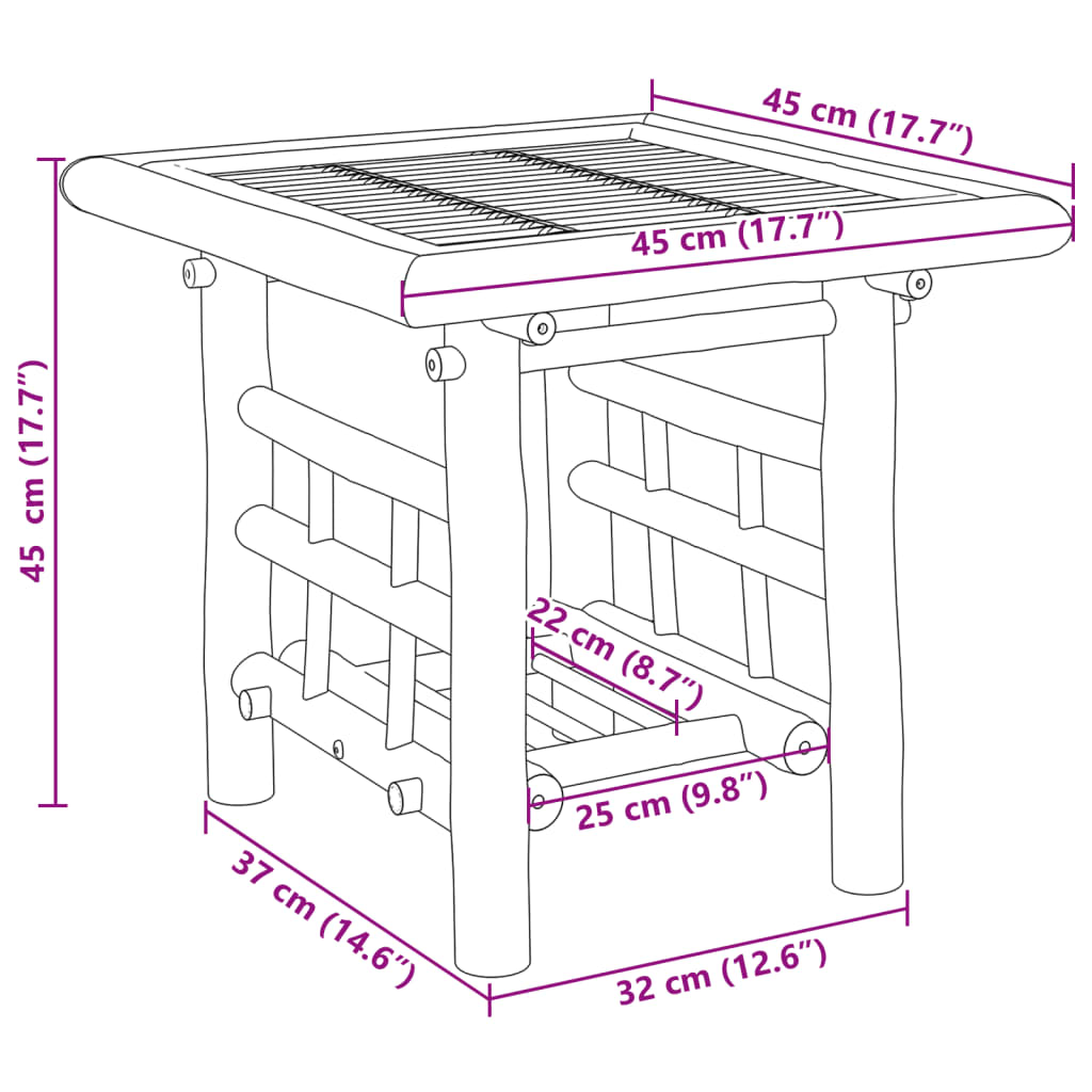 vidaXL Side Table 17.7"x17.7"x17.7" Bamboo