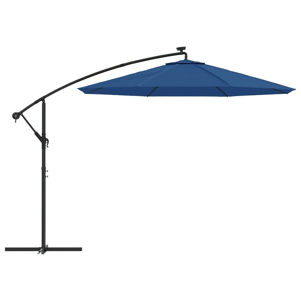 vidaXL Cantilever Garden Parasol with LED Lights and Steel Pole 118.1" Azure