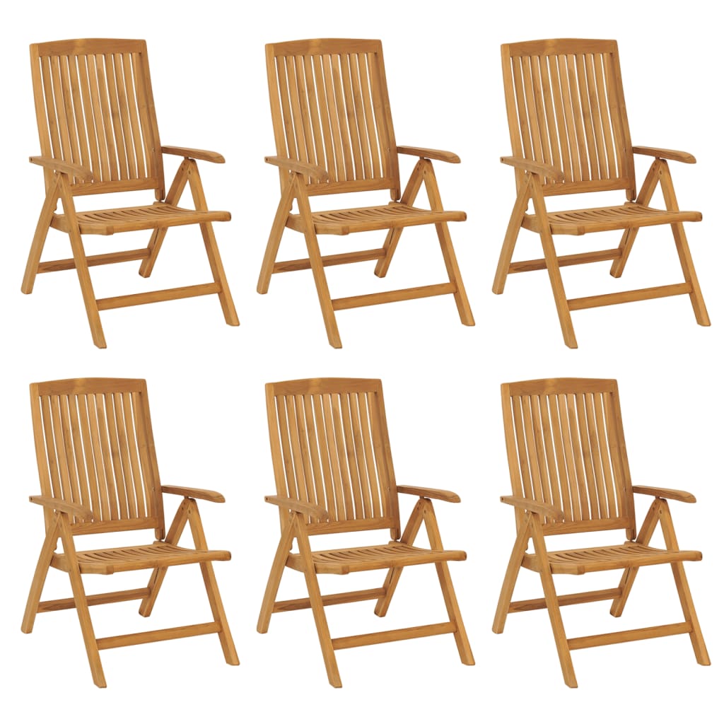 vidaXL Reclining Patio Chairs 6 pcs Solid Wood Teak