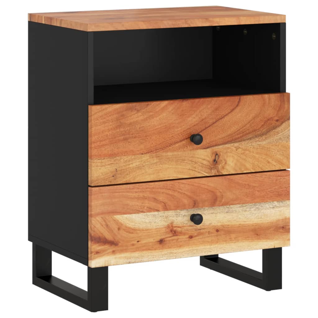 vidaXL Bedside Cabinet 19.7"x13"x24.4" Solid Wood Acacia&Engineered Wood