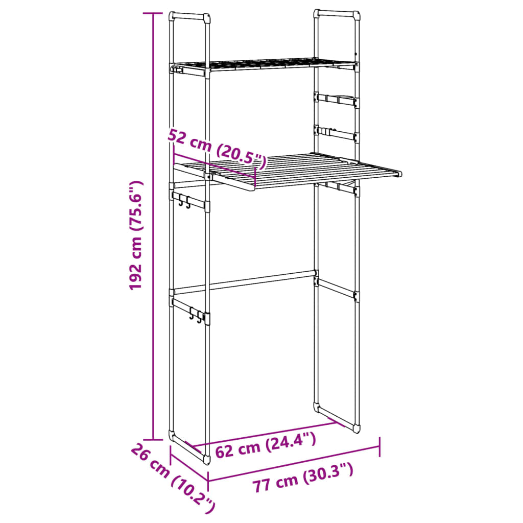 vidaXL Washing Machine Shelf 30.3"x20.5"x75.6" Aluminum