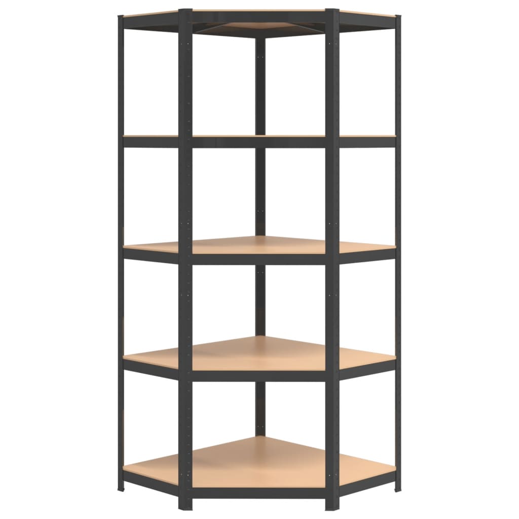 vidaXL 5-Layer Corner Shelf Anthracite Steel&Engineered Wood