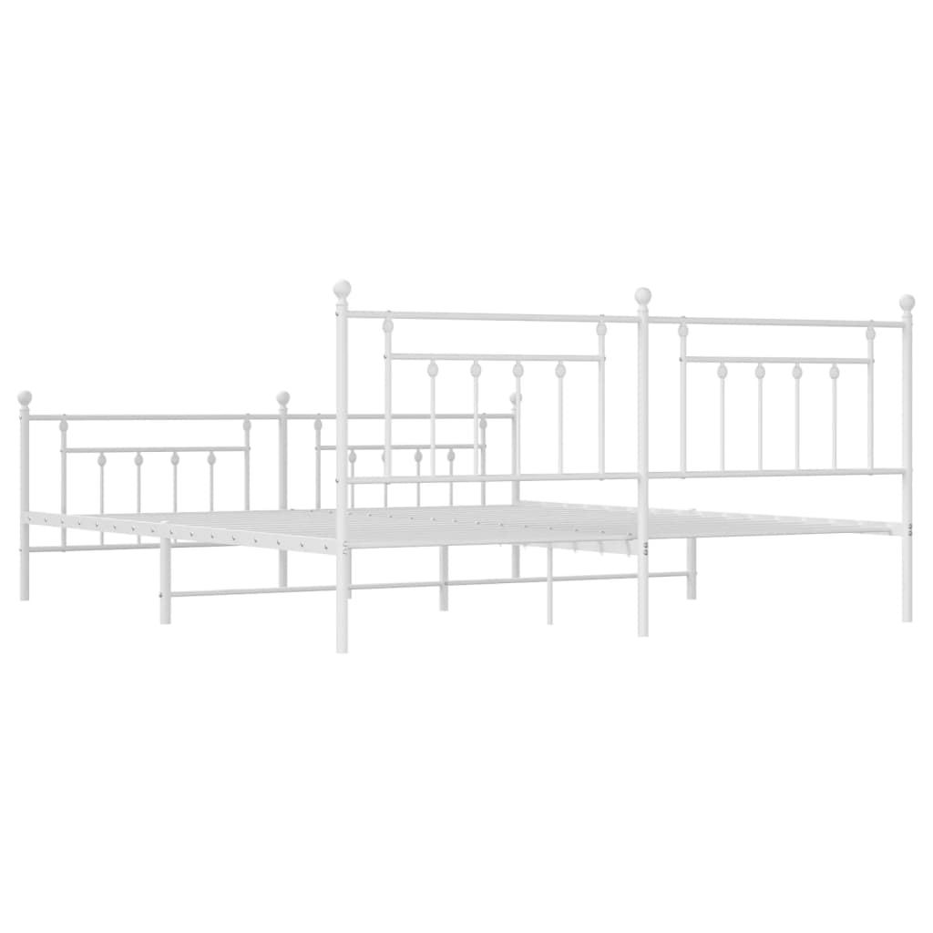 vidaXL Metal Bed Frame without Mattress with Footboard White 76"x79.9"