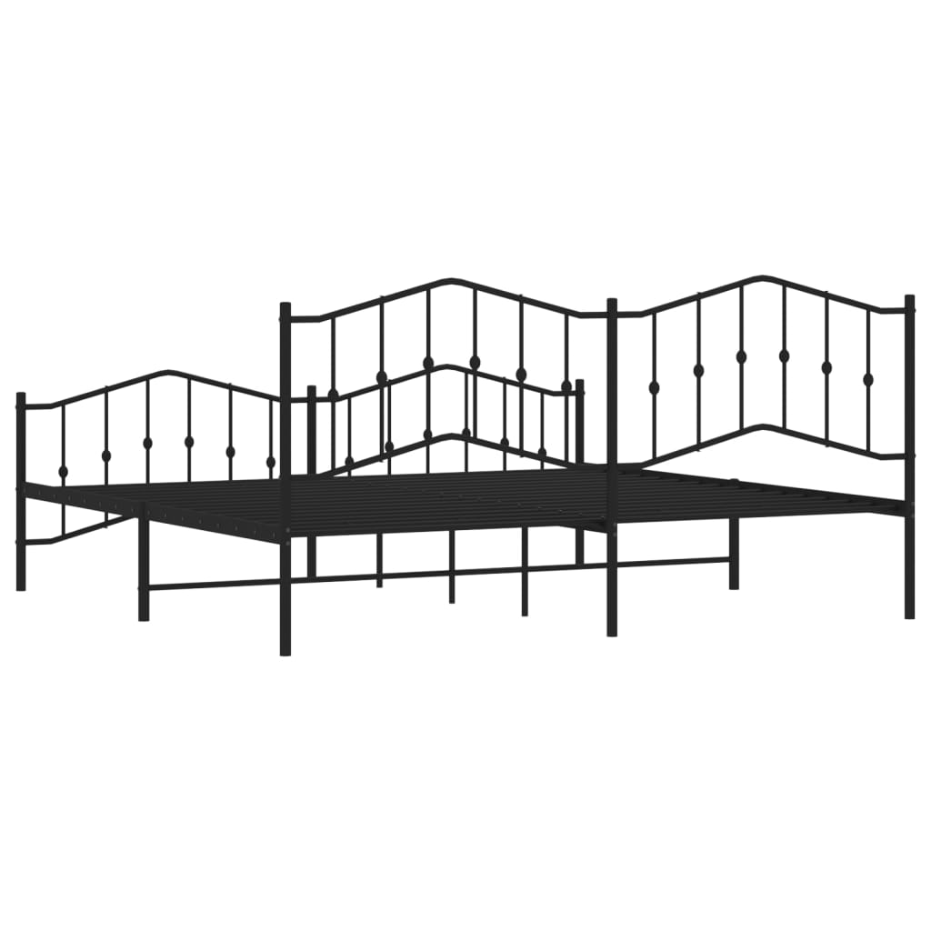 vidaXL Metal Bed Frame without Mattress with Footboard Black 76"x79.9"