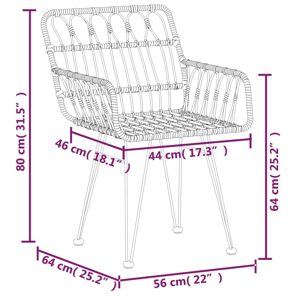 vidaXL 5 Piece Patio Dining Set Poly Rattan