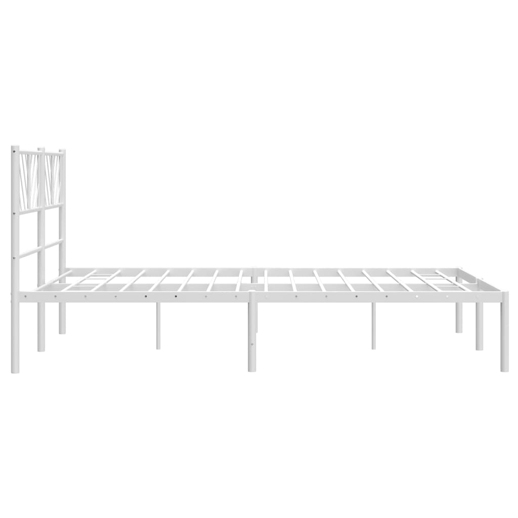 vidaXL Metal Bed Frame without Mattress with Headboard White 59.1"x78.7"