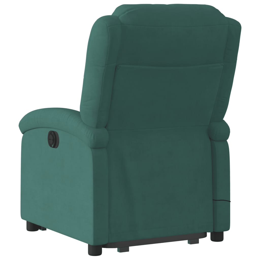 vidaXL Stand up Massage Recliner Chair Dark Green Velvet